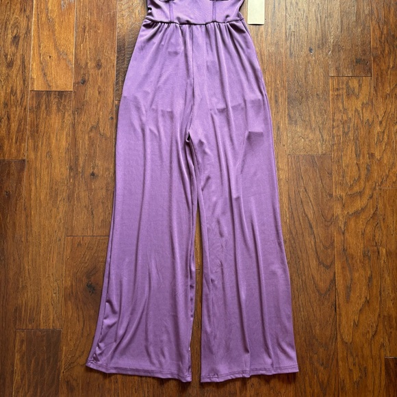 CIDER Purple Ribbed Wide Leg Jumpsuit - Picture 5 of 10